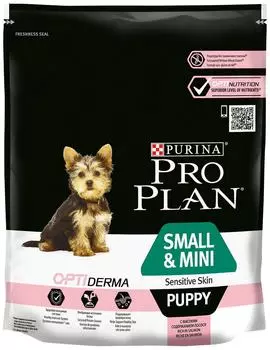 Сухой корм для щенков Pro Plan Optiderma Small&amp;Mini Puppy Sensitive Skin для мелких пород для здоровья кожи и шерсти с л