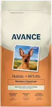 Сухой корм для собак Avance Mini Adult для малых пород с индейкой и бурым рисом 800г