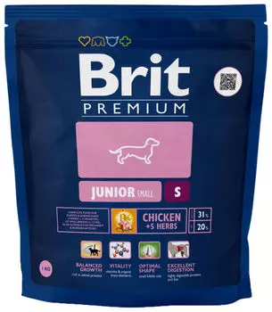 Сухой корм для собак Brit Premium Junior Small с курицей 1кг