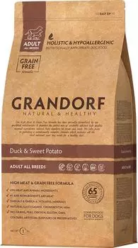 Сухой корм для собак Grandorf Adult all Утка с бататом 1кг