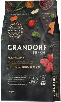 Сухой корм для собак Grandorf Fresh Dog Junior Lamb&Sweet Potato Свежее мясо ягненка с бататом для юниоров 10кг