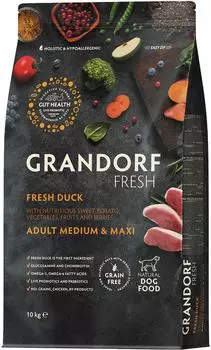 Сухой корм для собак Grandorf Fresh Dog Adult Med&Maxi Duck&Sweet Potato Свежее мясо утки с бататом 10кг