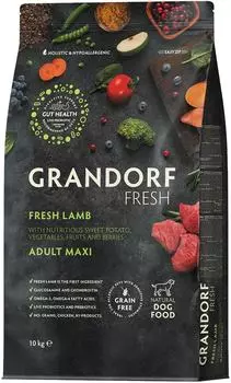 Сухой корм для собак Grandorf Fresh Dog Adult Maxi Lamb&Sweet Potato Свежее мясо ягненка с бататом 10кг