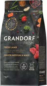 Сухой корм для собак Grandorf Fresh Dog Junior Lamb&Sweet Potato Свежее мясо ягненка с бататом для юниоров 1кг