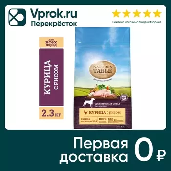 Сухой корм для собак Natures Table Курица с рисом 2.3кг