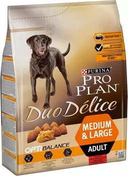 Сухой корм для собак Pro Plan Duo Delice Medium&amp;Large Adult для средних и крупных пород с говядиной 2.5кг