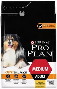 Сухой корм для собак Pro Plan Optibalance Medium Adult для средних пород с курицей 3кг