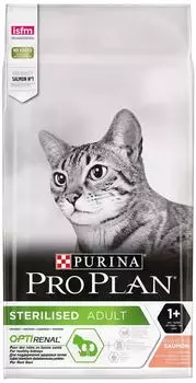 Сухой корм для стерилизованных кошек Pro Plan Optirenal Sterilised с лососем 10кг