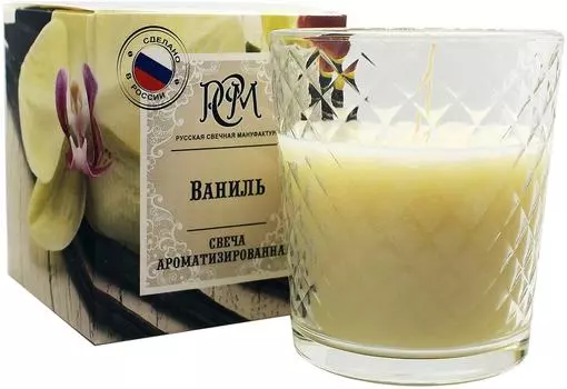 Свеча ароматизированная РСМ Ваниль в стаканес доставкой!