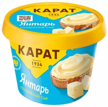 Сыр Карат Янтарь плавленый 45% 230г. Доставим до двери!