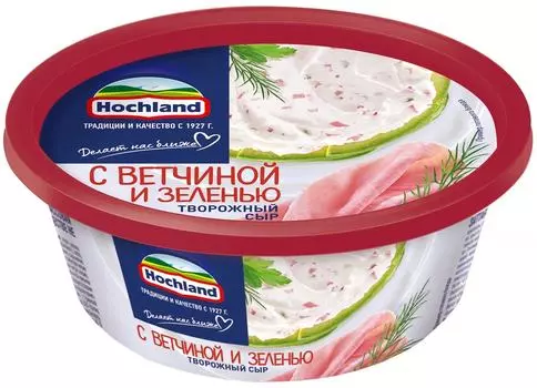 Сыр творожный Hochland с ветчиной и зеленью 60% 140г