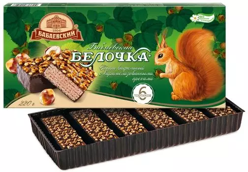 Торт Бабаевский вафельный Белочка с карамелизованными орехами 220г