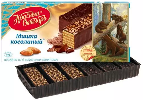 Торт Красный Октябрь вафельный Мишка косолапый 220г