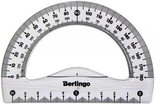 Транспортир Berlingo Spike 180° 10см