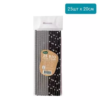 Трубочки бумажные Duni Black &amp; white 20см 25шт
