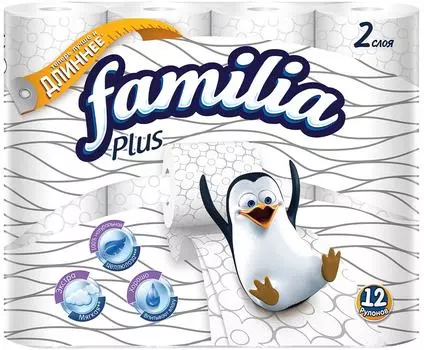 Туалетная бумага Familia Plus 12 рулонов 2 слоя