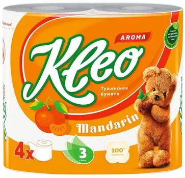 Туалетная бумага Kleo Aroma Мандарин 4 рулона 3 слоя