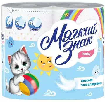 Туалетная бумага Мягкий знак Baby 4 рулона 2 слоя