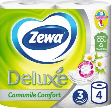 Туалетная бумага Zewa Deluxe Camomile Comfort 4 рулона 3 слоя