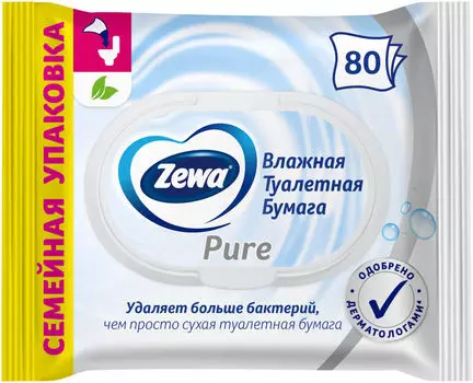 Туалетная бумага Zewa Pure влажная 80шт