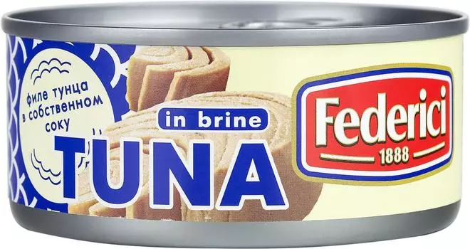 Тунец Federici в собственном соку филе-кусок 160г