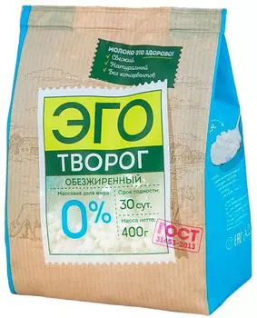 Творог Эго обезжиренный 0.2% 400г - Vprok.ru Перекрёсток