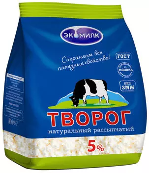 Творог Экомилк рассыпчатый 5% 350г. Доставим до двери!