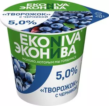 Творожок ЭкоНива с черникой 5% 125г. Доставим до двери!