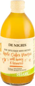 Уксус яблочный De Nigris С медом и куркумой нефильтрованный 500мл