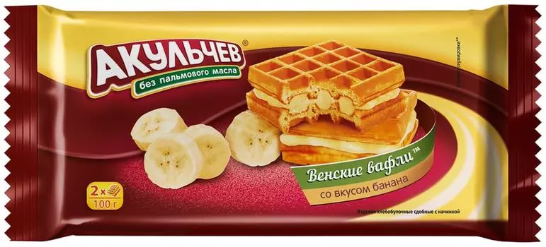 Вафли Акульчев Венские Банан 100г