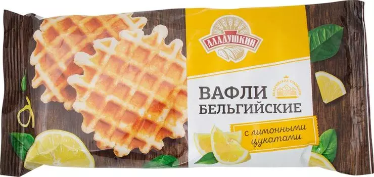 Вафли Аладушкин Бельгийские с лимонными цукатами 72г