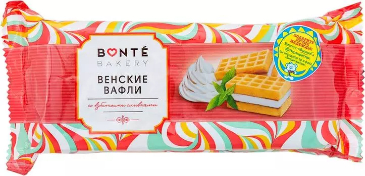 Вафли Bonte Венские со взбитыми сливками 140г