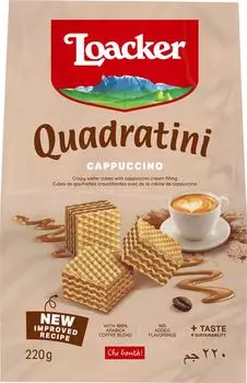 Вафли Loacker Quadratini Cappuccino 220г