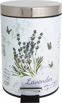 Ведро для мусора Рыжий кот Лаванда круглое с педалью 17*25.5см 3л