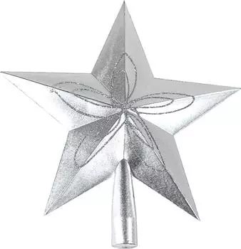 Верхушка на елку Красивая звезда серебряная 23х24см