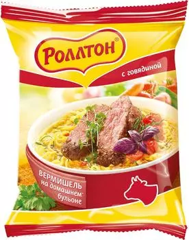 Вермишель Роллтон На домашнем бульоне с говядиной 60г