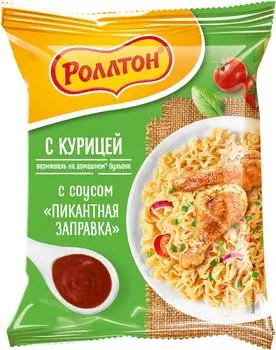 Вермишель Роллтон с курицей и соусом пикантная заправка 65г