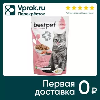 Влажный корм для кошек Bestpet для стерилизованных с лососем 85г*24шт