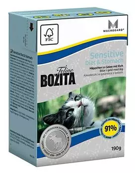 Влажный корм для кошек Bozita Diet&amp;Stomach кусочки в желе с мясом лося 190г (упаковка 16 шт.)