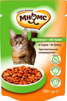 Влажный корм для кошек Мнямс Чувствительное пищеварение с кроликом в соусе 100г