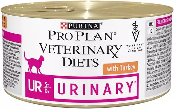 Влажный корм для кошек Pro Plan Veterinary Diets UR Urinary для лечения МКБ с индейкой 195г