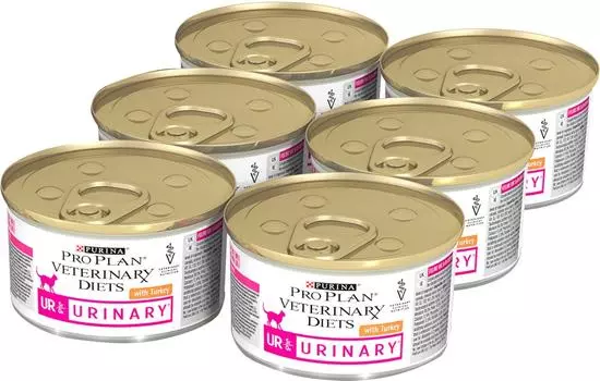Влажный корм для кошек Pro Plan Veterinary Diets UR Urinary для лечения МКБ с индейкой 195г (упаковка 24 шт.)
