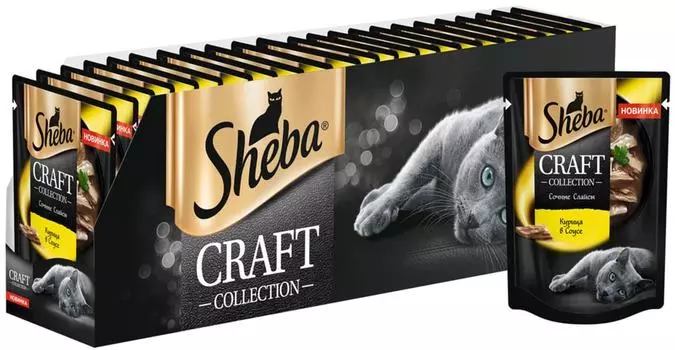 Влажный корм для кошек Sheba Craft Collection Сочные слайсы Курица в соусе 75г (упаковка 28 шт.)
