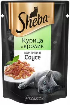 Влажный корм для кошек Sheba Ломтики в соусе с курицей и кроликом 85г