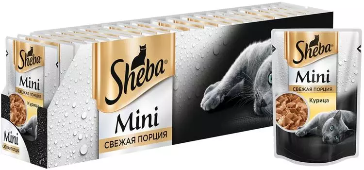 Влажный корм для кошек Sheba Mini Свежая порция с курицей 50г (упаковка 33 шт.)