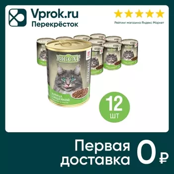 Влажный корм для кошек Зоогурман Big Cat Sterilized с курицей и индейкой 350г (упаковка 12 шт.)