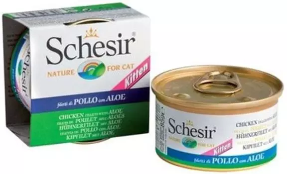 Влажный корм для котят Schesir Цыпленок c алоэ 85г (упаковка 20 шт.)