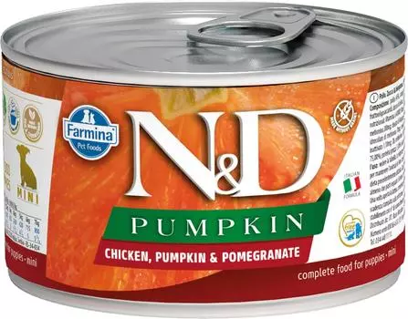 Влажный корм для щенков Farmina N&amp;D Dog Pumpkin с курицей гранатом и тыквой 140г