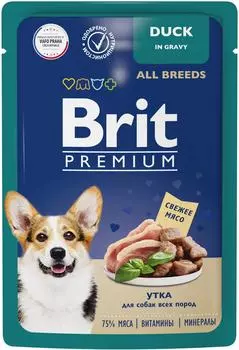 Влажный корм для собак Brit для всех пород Утка 85г
