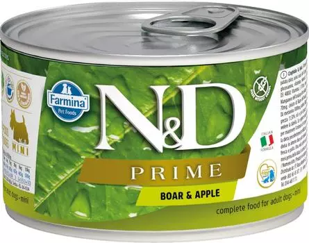 Влажный корм для собак Farmina N&amp;D Dog Prime с кабаном и яблоком для мелких пород 140г